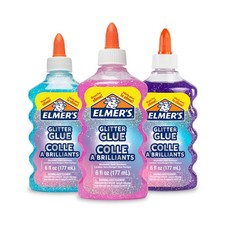 Elmer's Liquid Glitter Glue, Assorted Colors, 3 Count, blue, pink, purple