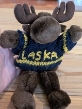Alaska Moose Plush Stuffed Animal W/ Knit Sweater Artic Circle Enterprises Brown