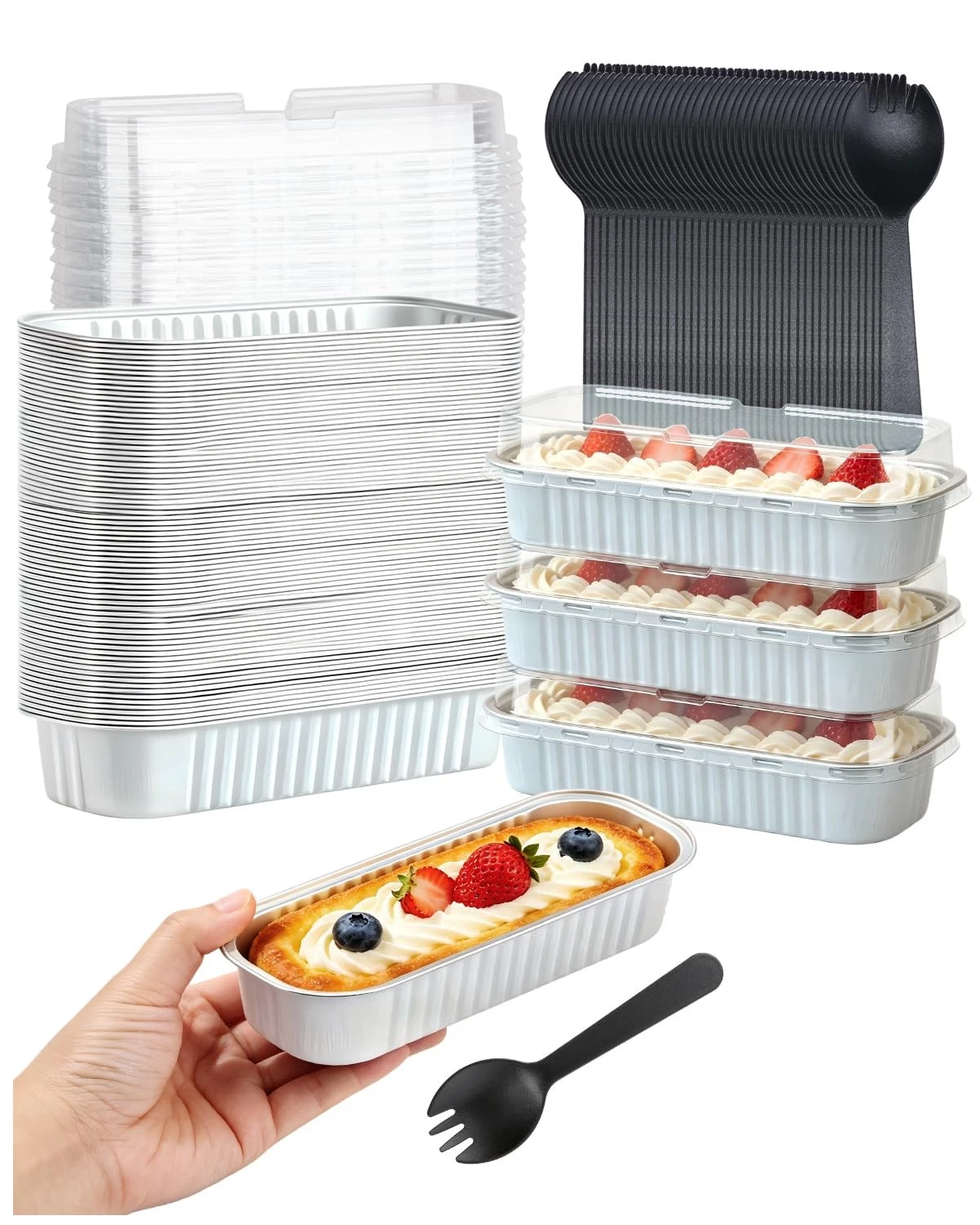 Mini Cake Pans with Lids 100 Pack,Individual Foil Baking Tins,Disposable Mini...