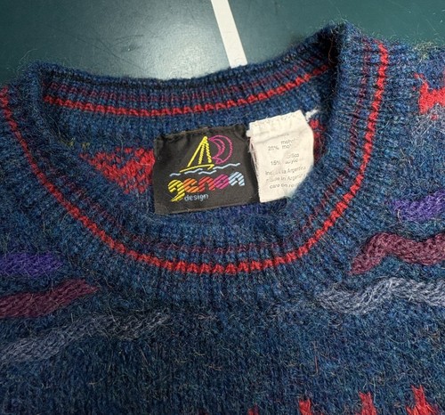 Vintage Rare Coogi Style Mohair Sweater Size Large Biggie Cosby Colorful Aztec - Picture 9 of 15