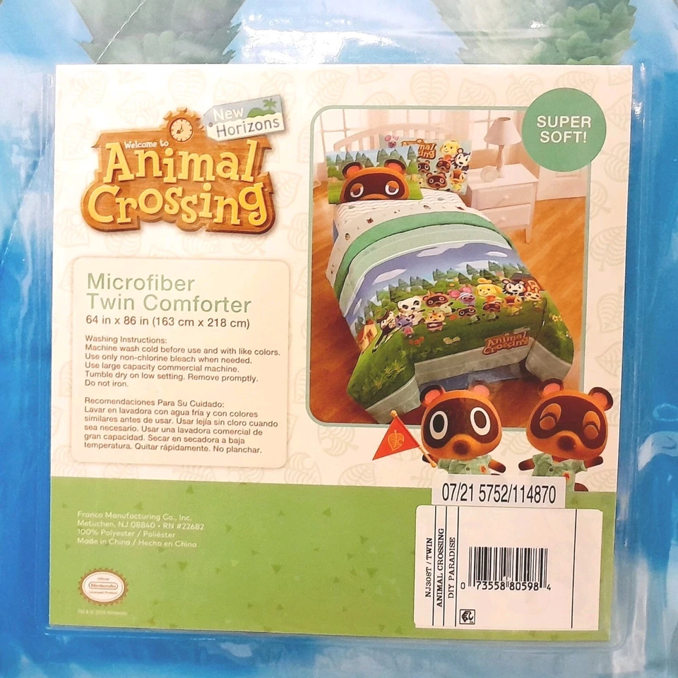 Animal Crossing TWIN Comforter DIY Paradise Microfiber New Horizons Nintendo  - Image 2 of 4