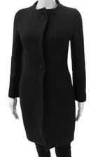 Aquilano Rimondi Women Black Virgin Wool Angora Overcoat Crewneck Size 36