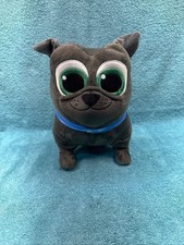Disney Puppy Dog Pals Rolly Plush 10 Inch Gray Pug Green Eyes Rare Find