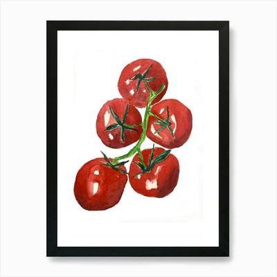 Aquarell Tomatenmalerei Kunstdruck gerahmt Wandbild Poster Leinwanddruck Bild