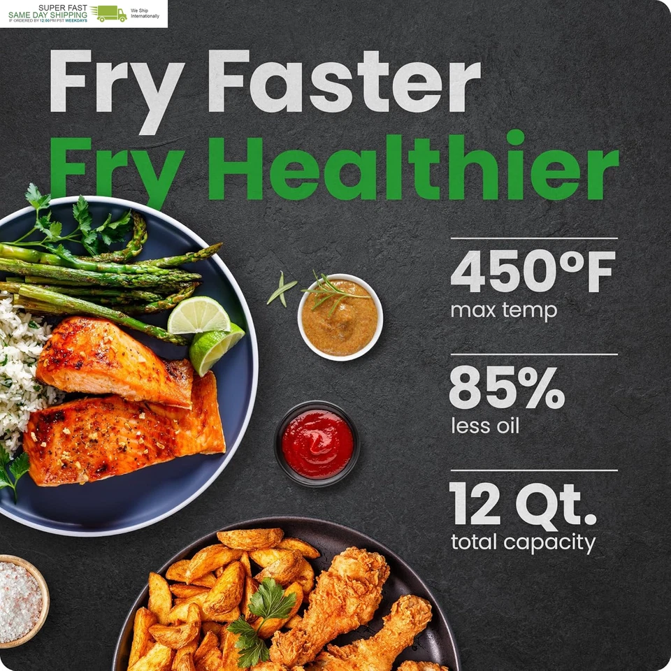 Horno Freidora de Aire 6 en 1 con Temporizador Digital, Pantalla Táctil y 12 Presets - Familia S Foto 2 de 4