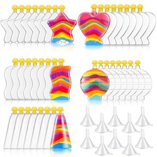 Sand Art Bottles for Kids DIY, Clear Plastic with Funnels, 80 Pcs