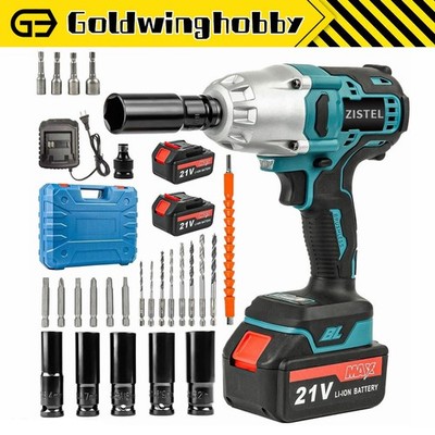 800Nm Cordless Electric Impact Wrench 1/2'' Gun High Power Driver Li-ion Battery