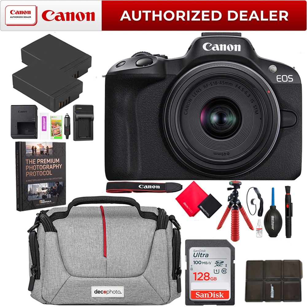 Enhance Your Everyday Canon EOS R50 Mirrorless Camera Black + 18-45mm IS STM Lens Kit Essential Bundle