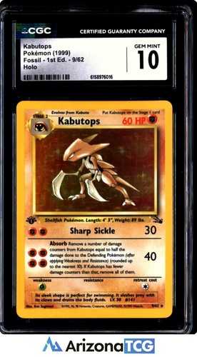 Kabutops (1st Edition) graded CGC 10 for sale on eBay