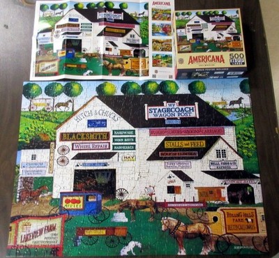 ''Free Wheeling'' 500 Piece Ez Grip Master Pieces Americana Jigsaw Puzzle + Poster