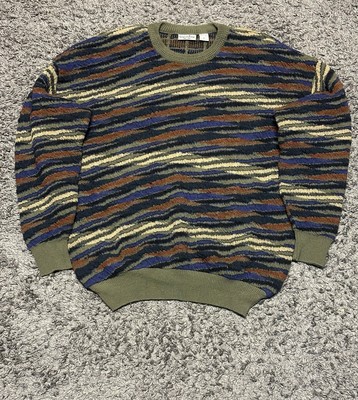 Giorgio Di Firenze Men's XL Multicolor Textured Coogi-Style Sweater 90s Vintage