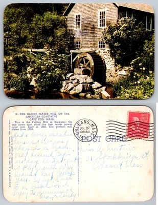 Fulling Mill Brewster MA Cape Cod 1950 Postcard Oldest Water Mill