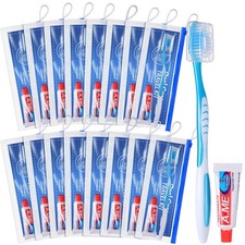 30 Set Toothbrush and Cover Travel Kit Bulk with Toothpaste Individually Wrap...