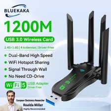 USB WiFi Dongle - 1200Mbps Wireless Adapter with 4 Antennas - High Speed