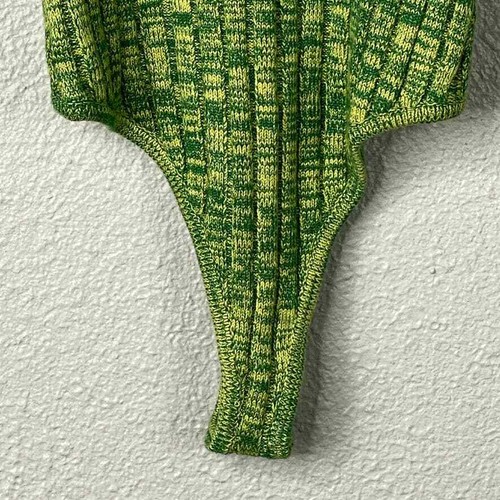 AFRM Bodysuit Womens XSmall Marled Green Off Shoulder Wide Ribbed Knit - Picture 3 of 9