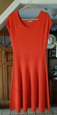 NEW ELIZA J CORAL RED JERSEY KNIT FIT & FLARE HOLIDAY PARTY DRESS 42 8 MEDIUM