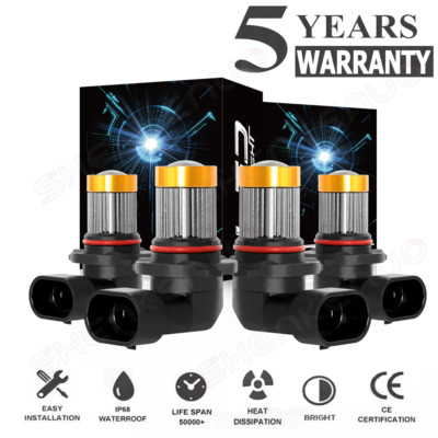 FOR Honda Odyssey 2005-2010 LED Headlight Hi_Low Beam 4 Bulb Combo Bright Yellow