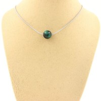 Steine Und MinéRaux. Halskette 1 Perle Tigerauge GrüN 8 Mm. Kette Stahl I