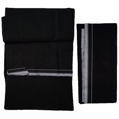 Black Colour Men's Sarong Lungi Dhoti Swimwear Nightwear 100% Cotton Free Ship - Picture 5 of 7