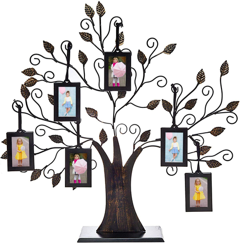 Picture frame, family tree picture frame with 6 hanging photo, wall decoration 20 inches
