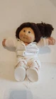 Vintage Cabbage Patch Kids Doll Brown Eyes and Hair Ponytail - White Pink Outfit