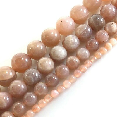 Natural Peach Moonstone Round Loose Beads 15'' strands 4mm 6mm 8mm 10mm 12mm