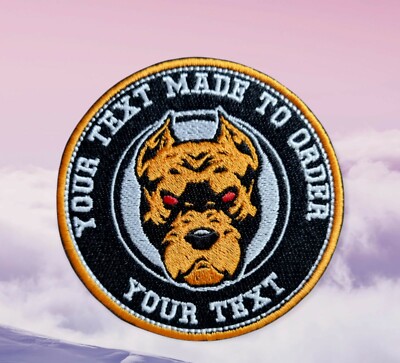 PERSONALISIERTES PITBULL Abzeichen zum Aufnähen Klett bestickt Patch