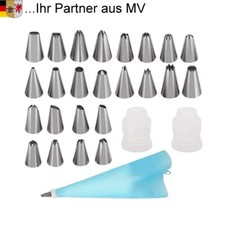 Sahne - Spritzbeutel Set - 26 tlg. - Edelstahl Tüllen Spritztülle Tortenspritze