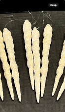 20 White Iridescent Glittery Plastic Icicle Ornaments