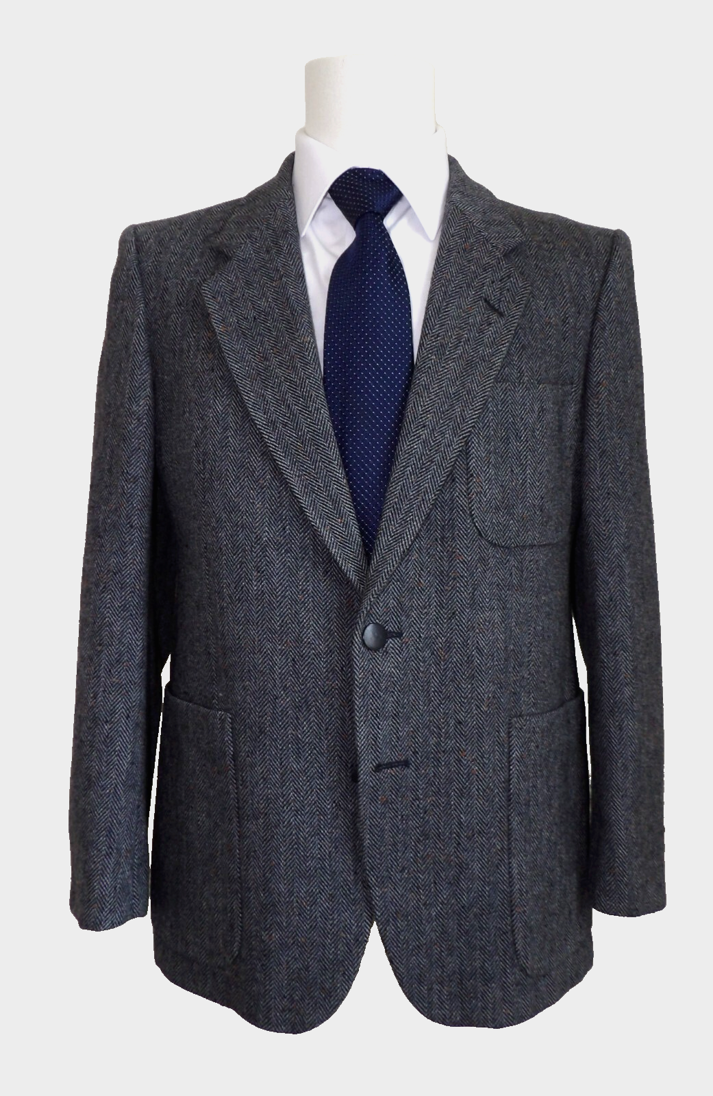 Yves Saint Laurent 2 btn giacca lana spina di pesce grigio sfiato laterale cappotto sportivo ~ 38S