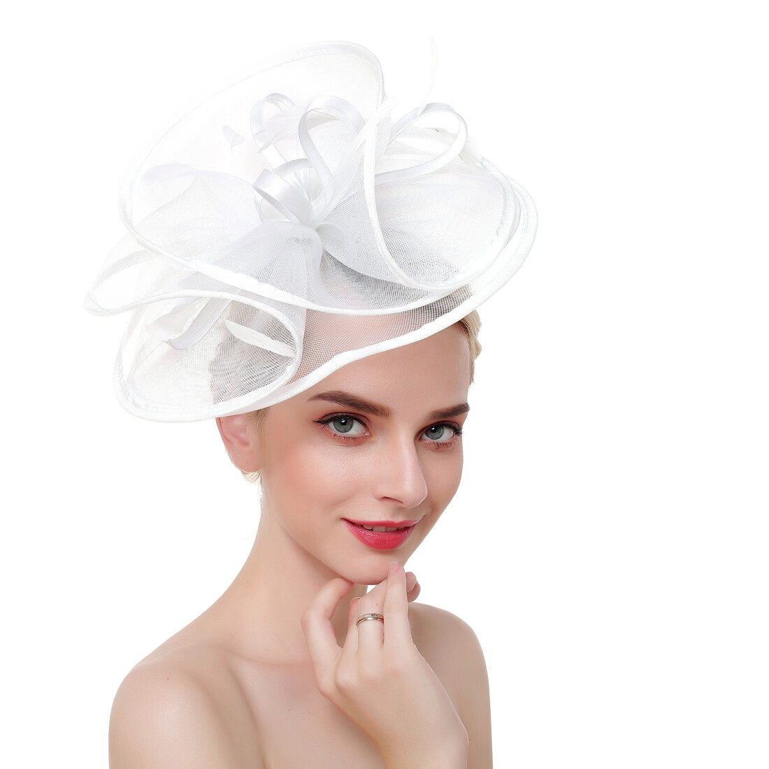 Ladies Feather Sinamay Net Hat Headband Fascinator Wedding Top Hat