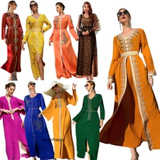 Ramadan Abaya Muslim Women Long Dress Islamic Kaftan Dubai Party Maxi Gown Robe
