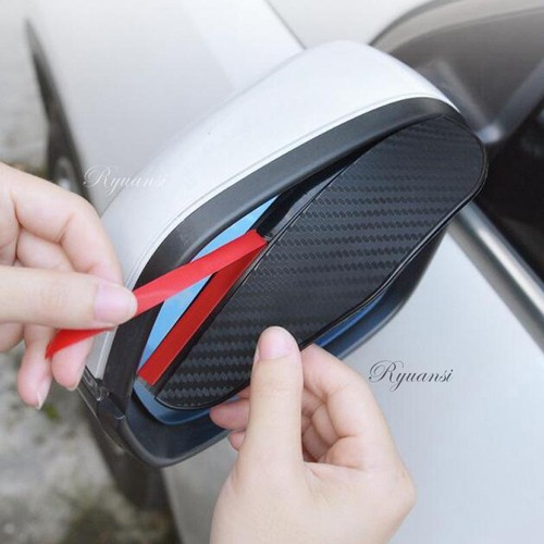 2X Carbon Fiber Black Car Rear View Mirror Rain Board Eyebrow Guard Sun Visor - Picture 8 of 8