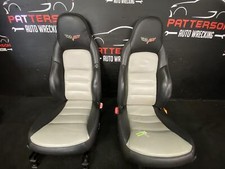 2008 Chevy Corvette Pair Of Front Bucket Seats Leather Black Gray 84i 2008 Chevy Corvette Pair Of Front Bucket Seats Leather Black Gray 84i