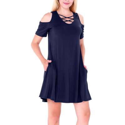 Short Sleeve Top Shirt Tunic Mini Dress 