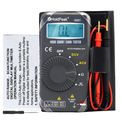 HOLDPEAK Digital Mini Pocket Multimeter AC DC Voltage 450V Resistance Ohm Diode Tester US