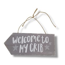 Nursery Decor Gender Neutral Wall Sign Baby Boy Girl Gray Welcome to My Crib