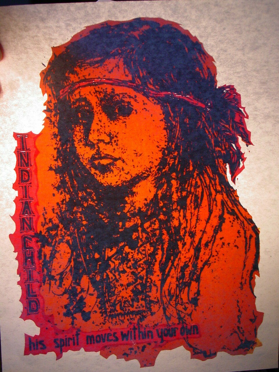 INDIAN CHILD 1970's VINTAGE IRON ON TRANSFER NICE, B1 Gem