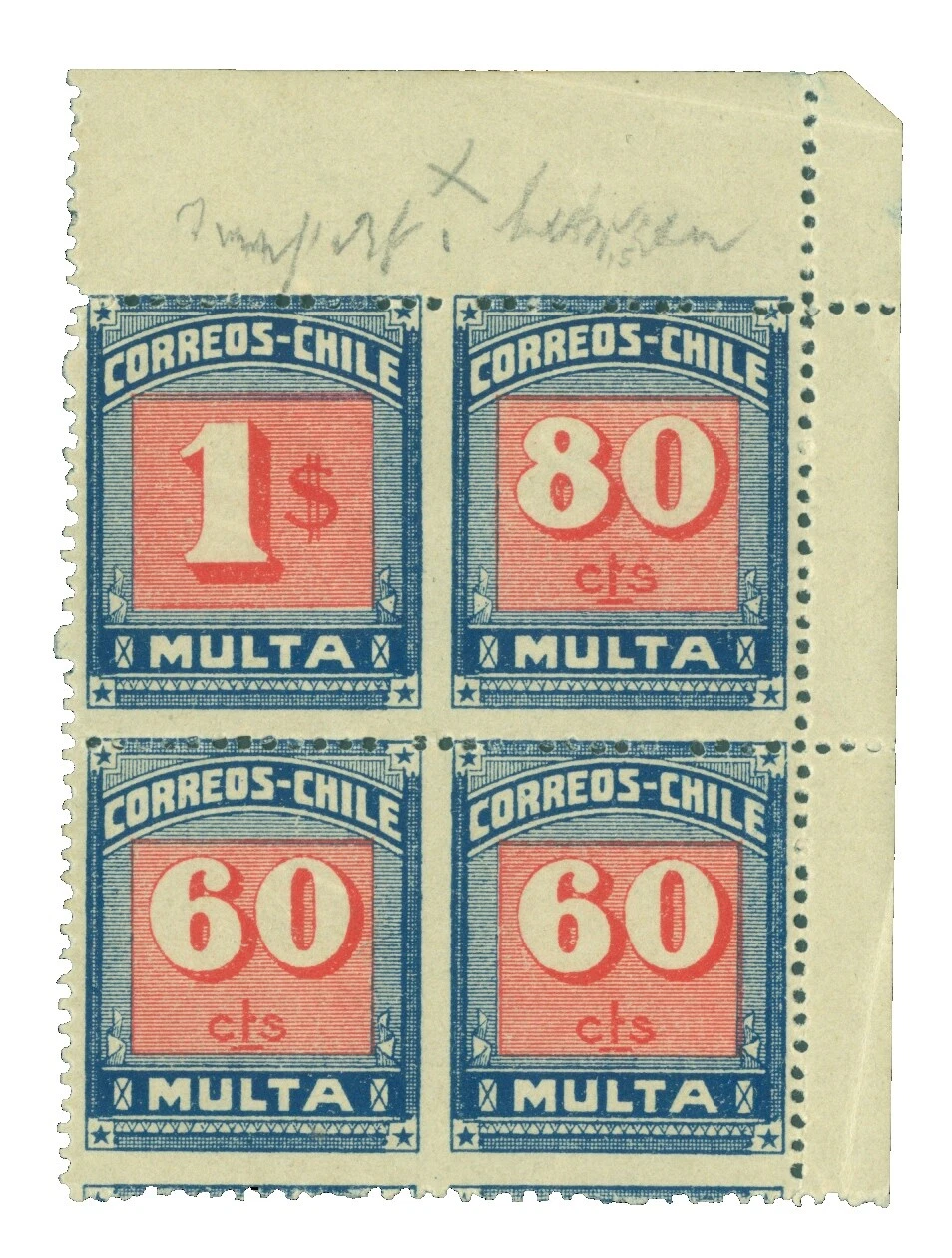 Pre-Decimal Mint Hinged Chilean Stamps