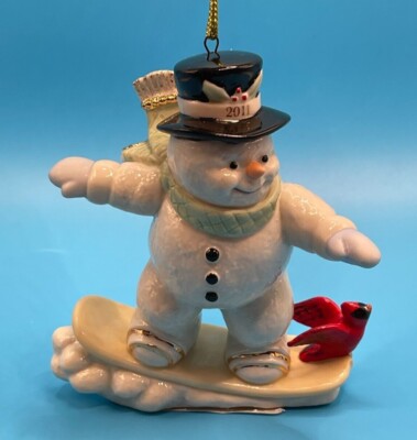 Lenox Snowboarding Snowman porcelain Ornament 