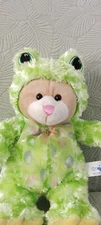 Teddy Bear in Green Frog Costume Plush w/ Bow 11" Stuffed Animal 2014 Hugfun