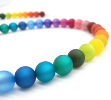 Kette bunte Polarisperlen silber gold Regenbogen Perlenkette Perlen Halskette <3