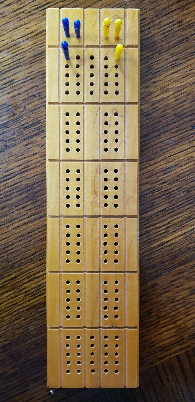 Vintage Drueke Play A Way No. 5 Cribbage Board - Maple / 6 Pegs Box + Free Ship