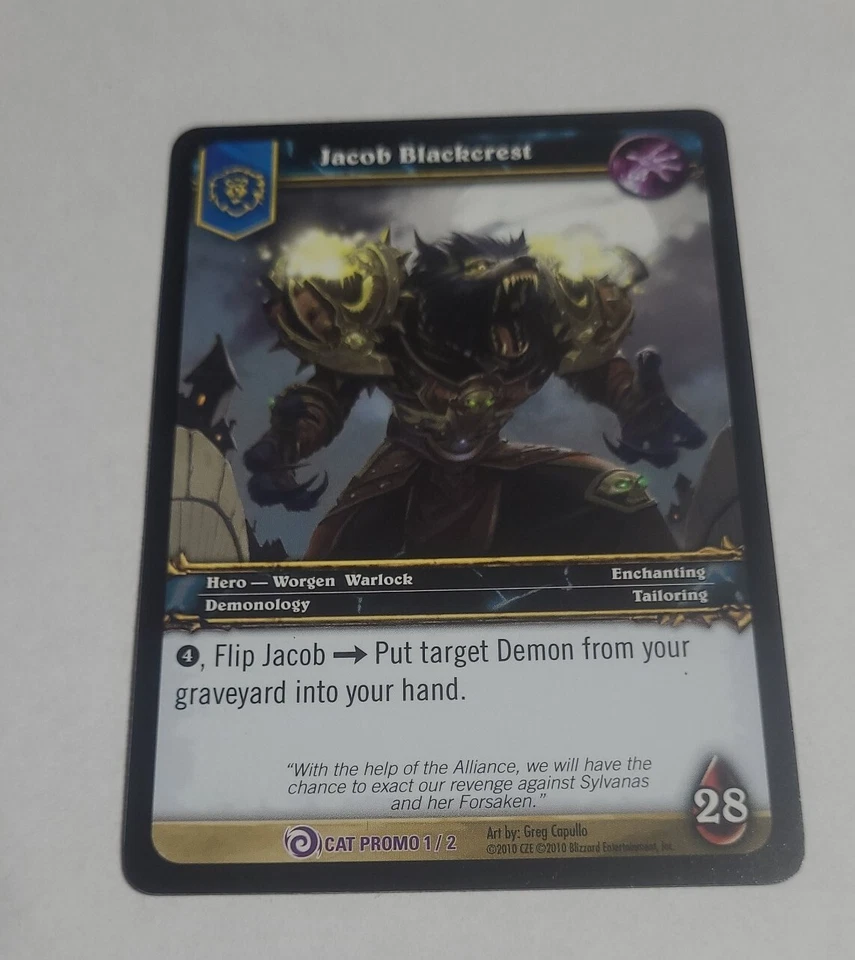 World Of Warcraft TCG Cat Promos - Set 1/2 Jacob Blackcrest, 2/2 Kirox ButcherBl - Image 2 of 4