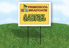 GABRIEL PRESCHOOL GRADUATE 18 in x 24 in Yard Sign Road Sign with Stand