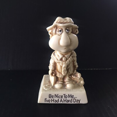 Be Nice To Me Ive Had a Hard Day Vtg 70s Mid Century Russ Berrie Resin Figurine