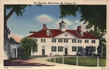 The Mansion West Front Mount Vernon Virginia VA - Old Vintage Linen Postcard