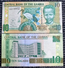 Gambia  10 Dalasis (2006-2013) Banknote World Paper Money UNC Currency Bill Note