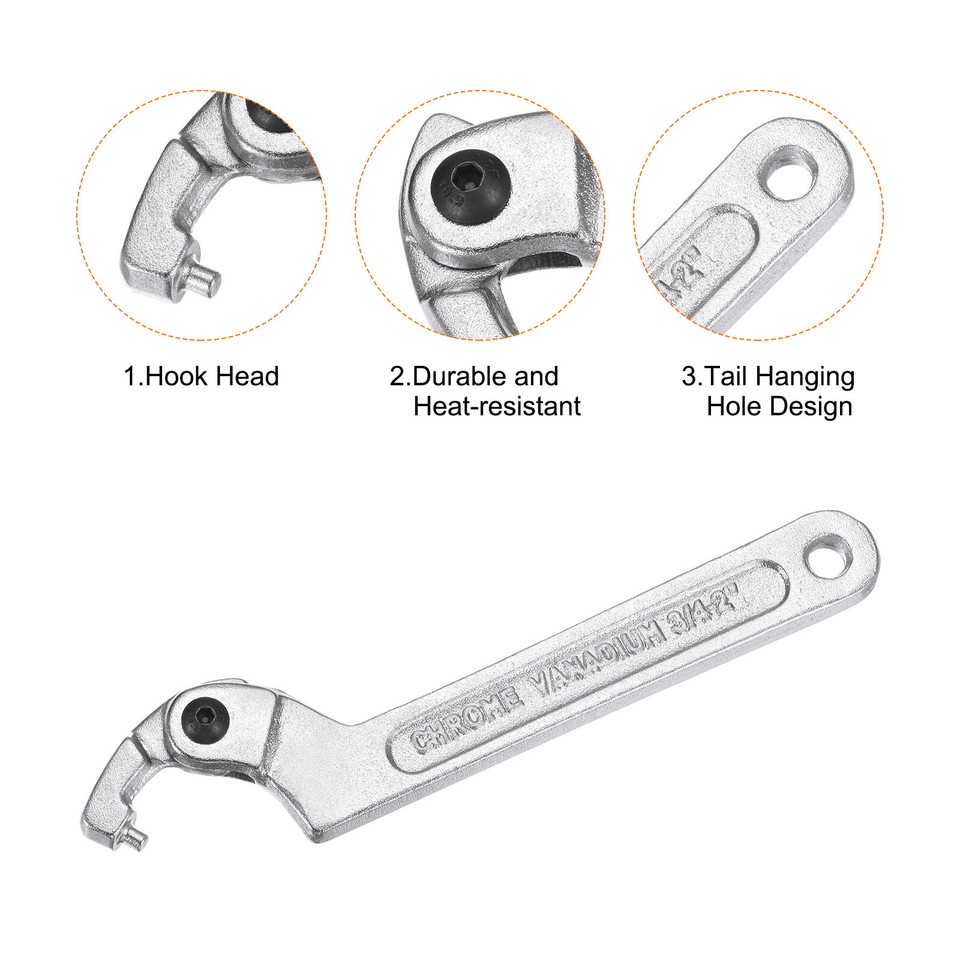 Adjustable C Spanner Wrench – 3/4-2 Inch (19-51mm) Range, Chrome Vanadium, For Lock Nuts & Bearings - View #9