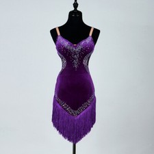 Latin Dance Dress Salsa Tango Cha cha Ballroom Velvet Competition Dress F272